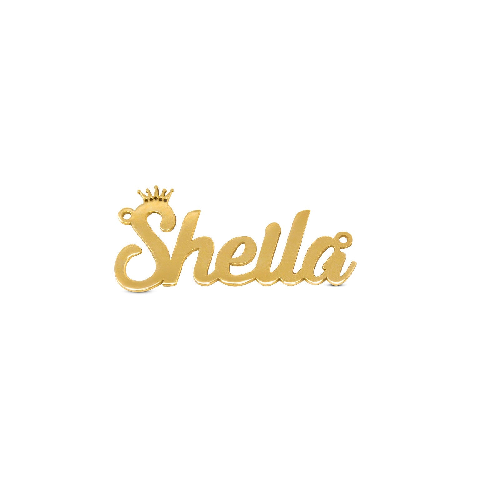 14K Curly Script Crown Name Pendant - The Cuban Link King