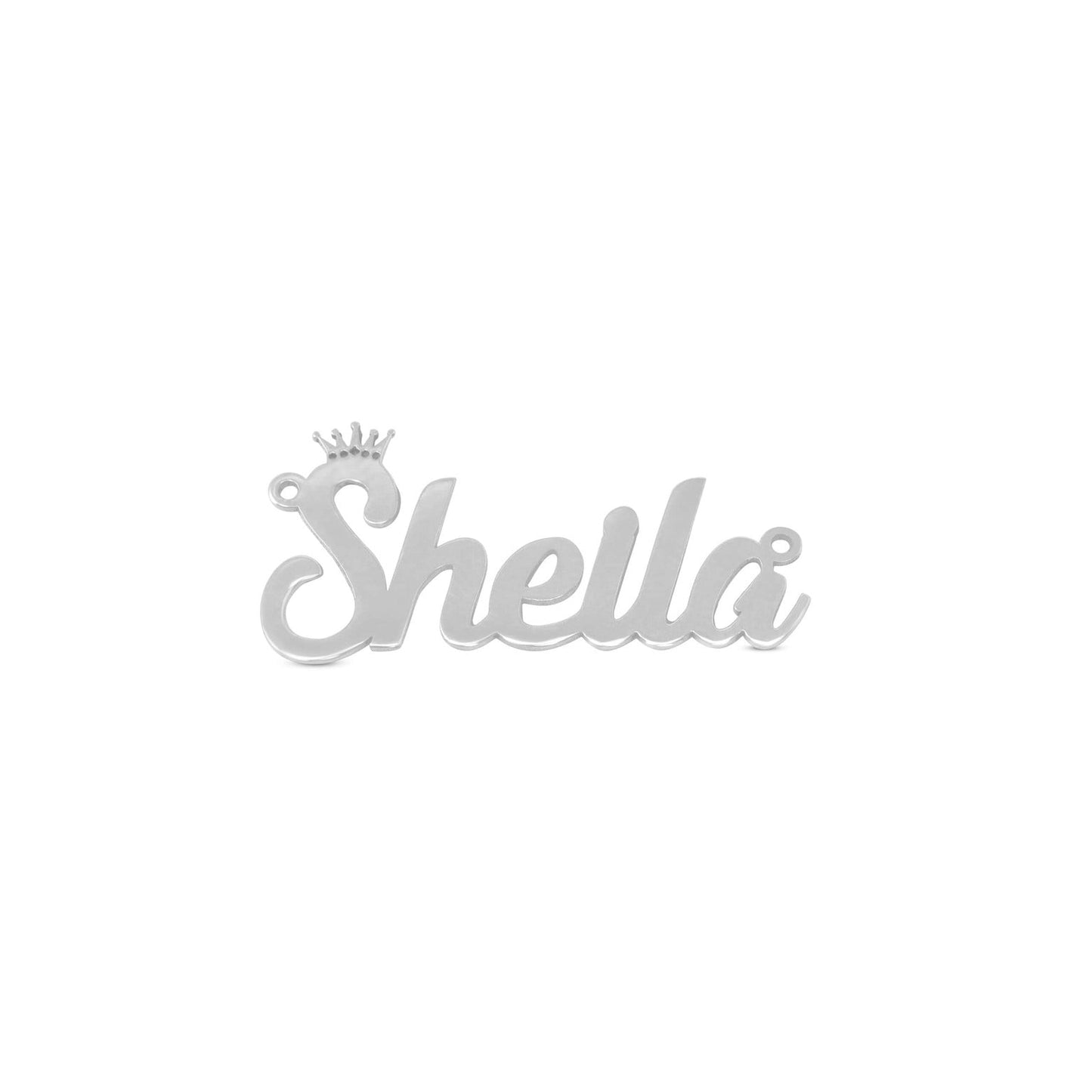 14K Curly Script Crown Name Pendant - The Cuban Link King