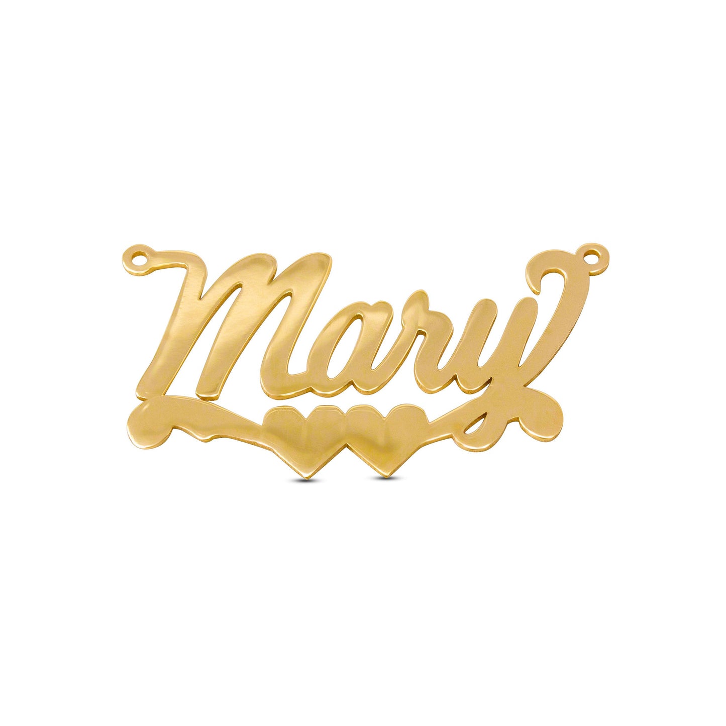 14K Bold Cursive Double Hearts Name Pendant - The Cuban Link King