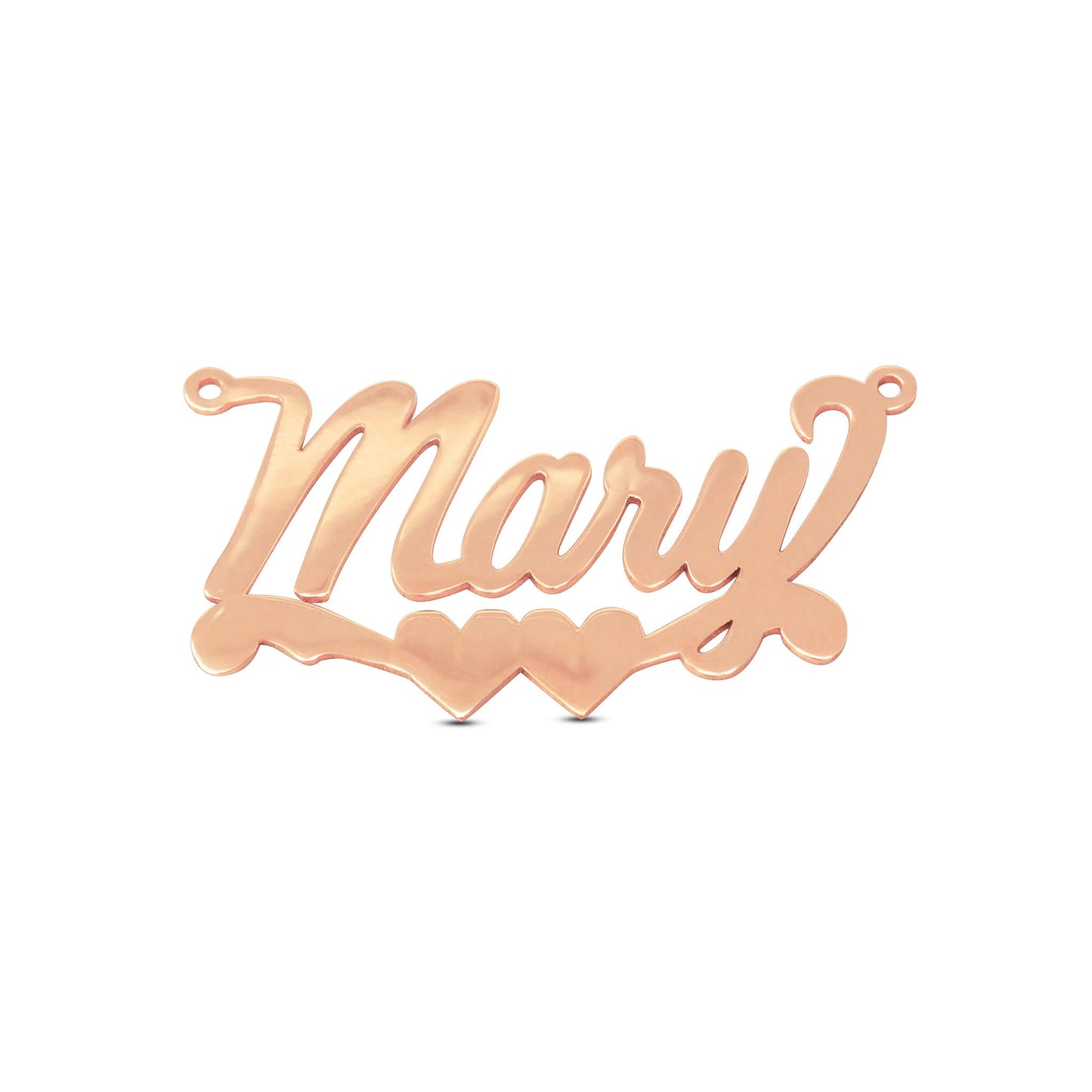 14K Bold Cursive Double Hearts Name Pendant - The Cuban Link King