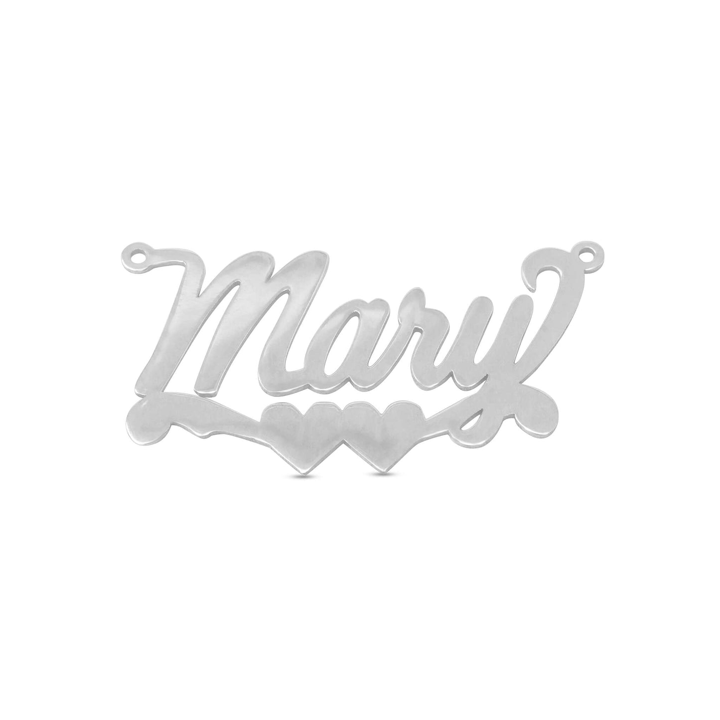 14K Bold Cursive Double Hearts Name Pendant - The Cuban Link King