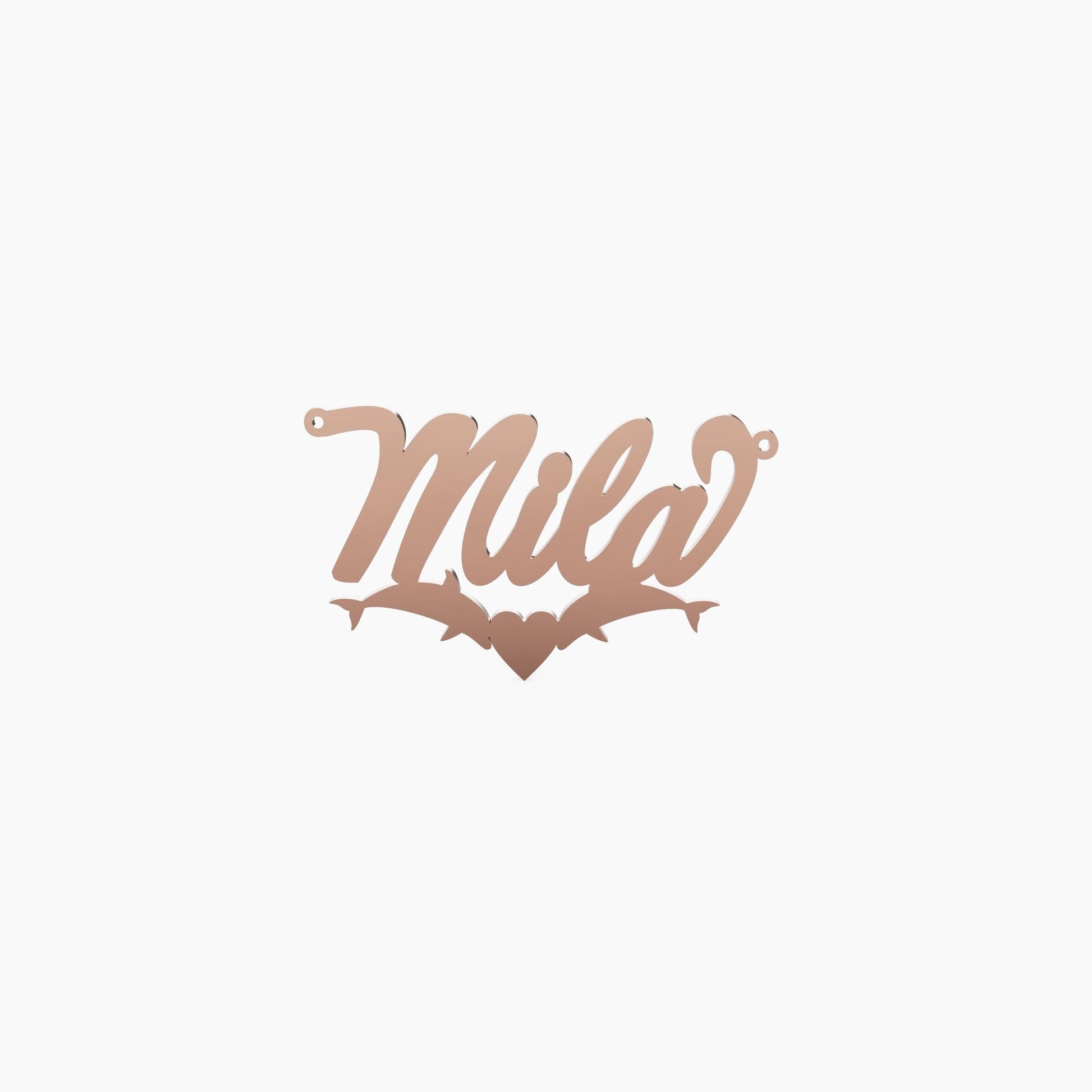 14K Solid Gold Cursive Name Dolphin Necklace - The Cuban Link King