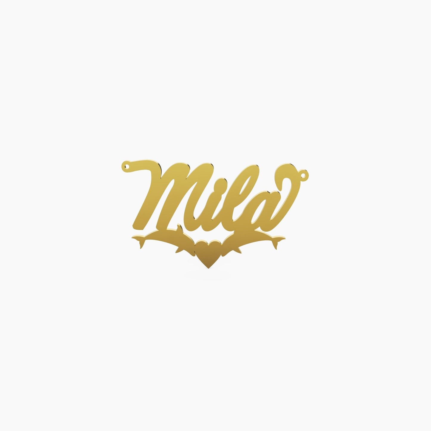 14K Solid Gold Cursive Name Dolphin Necklace - The Cuban Link King