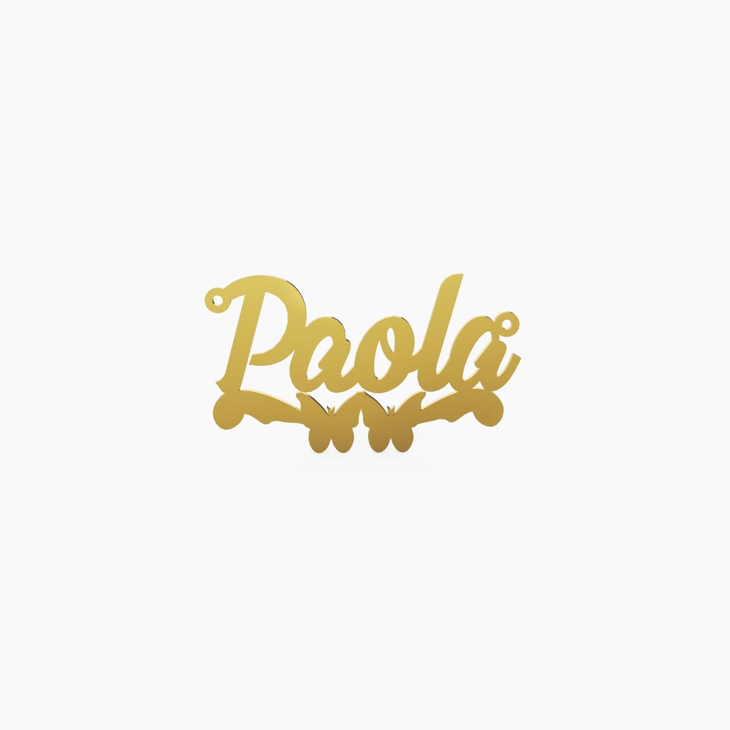 14K Solid Gold Cursive Name Butterfly Necklace - The Cuban Link King