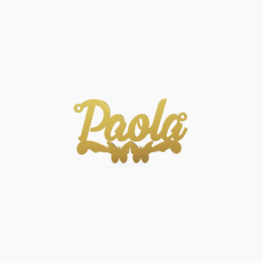 14K Solid Gold Cursive Name Butterfly Necklace - The Cuban Link King